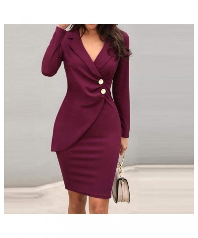 Fashion Formal Bodycon Blazer Dress Women Slim Fit Solid Color Side Button Down Wear to Work Office Ladies Dress Suit Set Win...