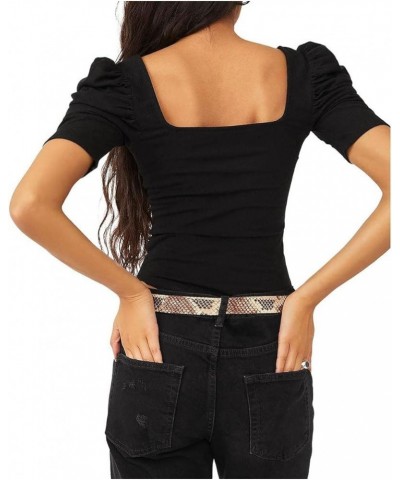 Night Lily Puff Sleeve Tee Black $33.27 Blouses