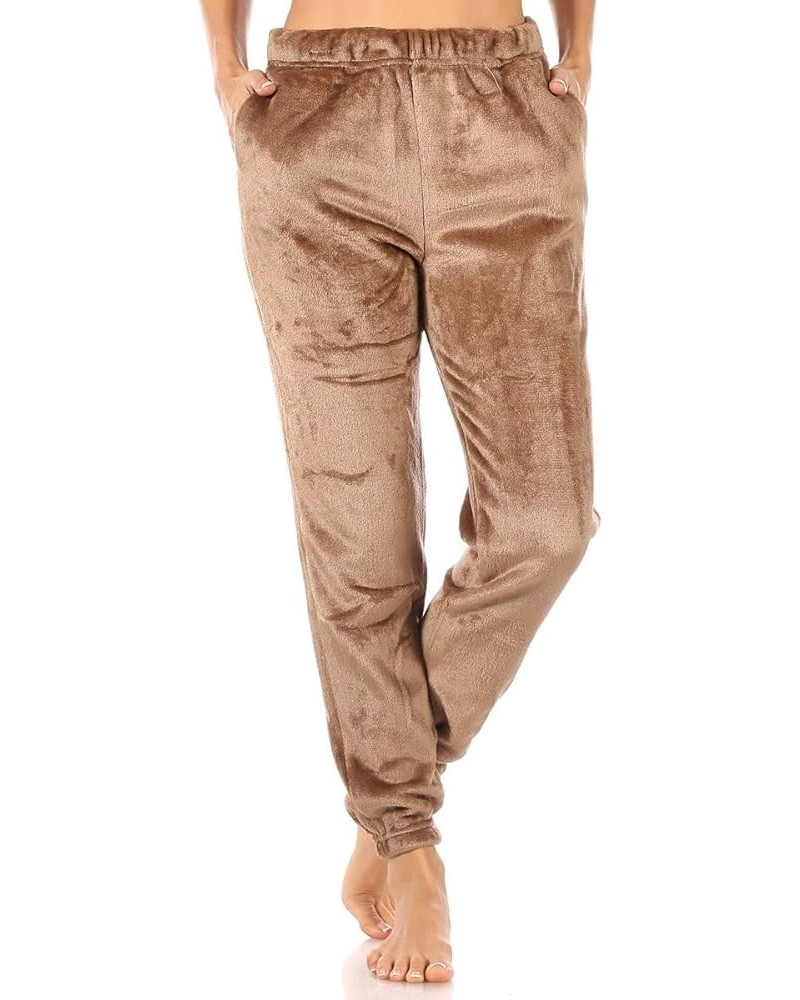 Womens Cozy Plush Fur Teddy Joggers Sweatpants with Pockets Teddyjogger:camel $11.85 Activewear