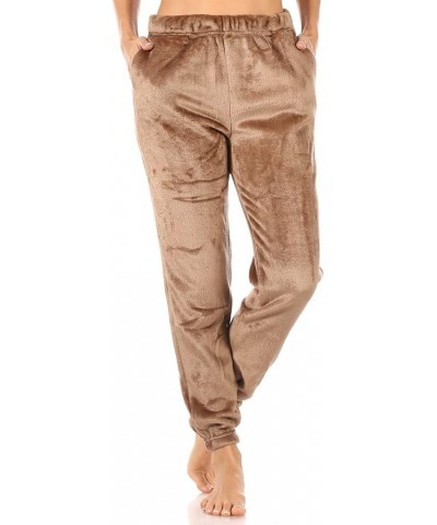 Womens Cozy Plush Fur Teddy Joggers Sweatpants with Pockets Teddyjogger:camel $11.85 Activewear