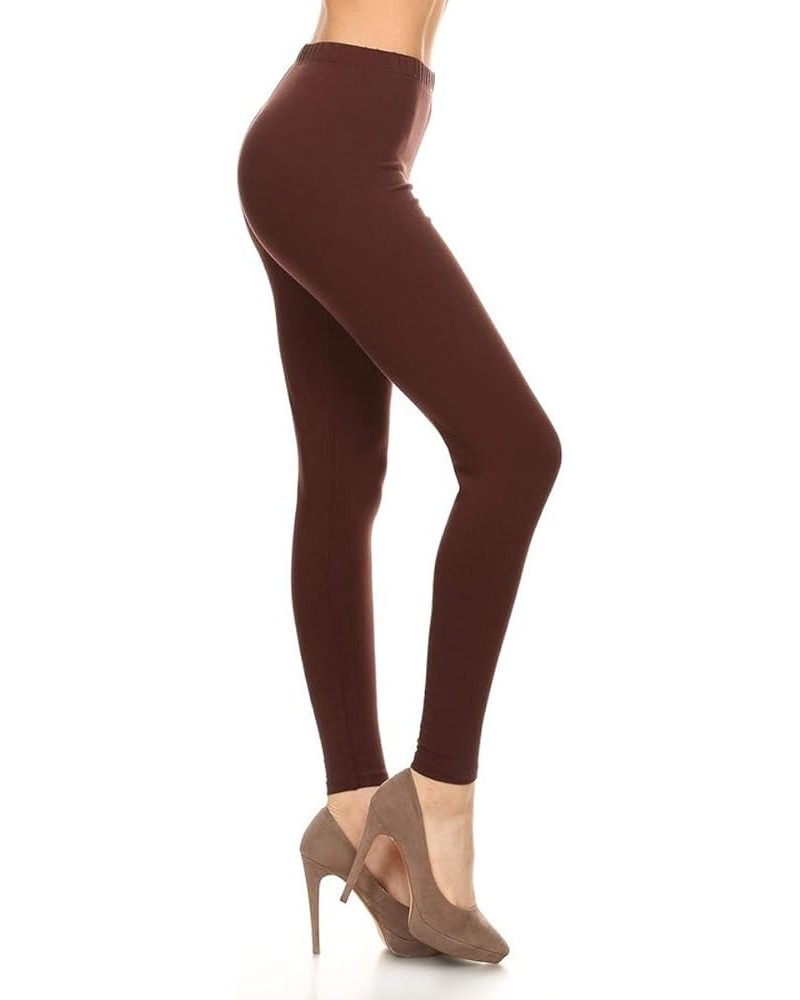 Cotton Women's Premium Quality Ultra Soft Solid Leggings Cotton-brown $11.55 Leggings