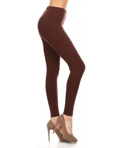 Cotton Women's Premium Quality Ultra Soft Solid Leggings Cotton-brown $11.55 Leggings