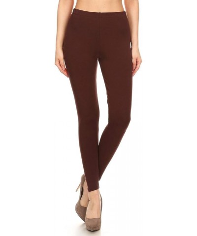 Cotton Women's Premium Quality Ultra Soft Solid Leggings Cotton-brown $11.55 Leggings