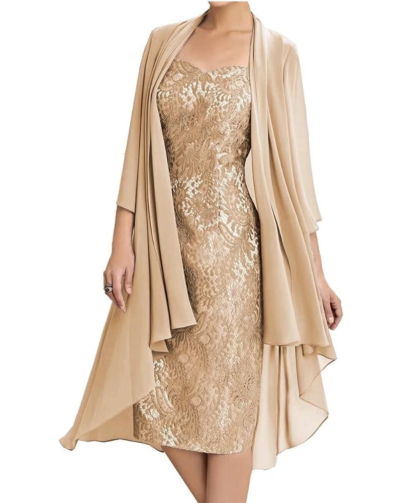 Tea Length Mother of The Bride Dresses with Jacket for Wedding, Elegant Plus Size Formal Evening Party Dresses Champagne $59....