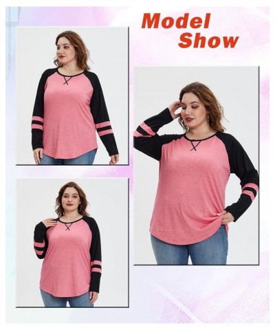 Plus Size Tops for Women Long Sleeve Fall Tunic Color Block Camo/Plaid/Leopard/Fall Blouse Crewneck Tshirt XL-5XL A57n-black ...