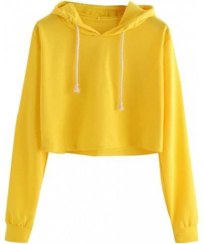 Women's Cropped Hoodie Casual Workout Crop Sweatshirt Tops A Bright Yellow $14.96 Hoodies & Sweatshirts
