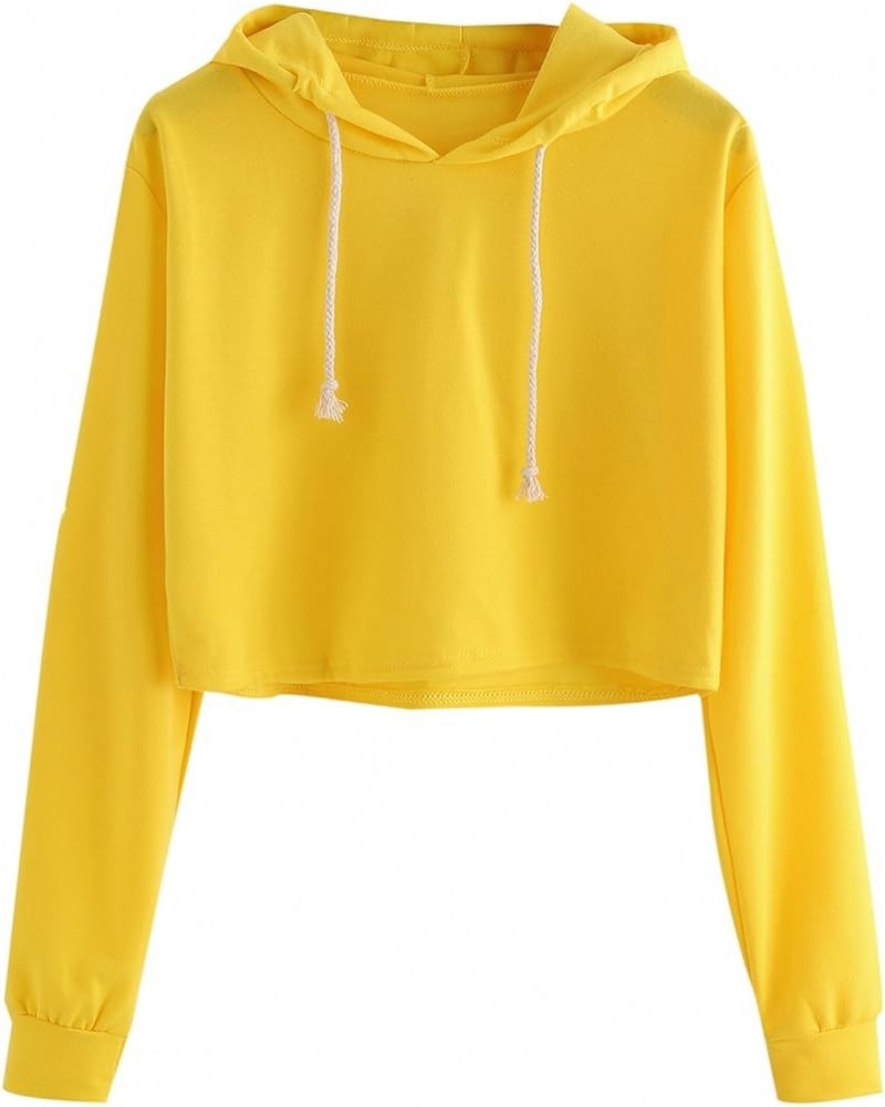 Women's Cropped Hoodie Casual Workout Crop Sweatshirt Tops A Bright Yellow $14.96 Hoodies & Sweatshirts