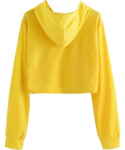 Women's Cropped Hoodie Casual Workout Crop Sweatshirt Tops A Bright Yellow $14.96 Hoodies & Sweatshirts