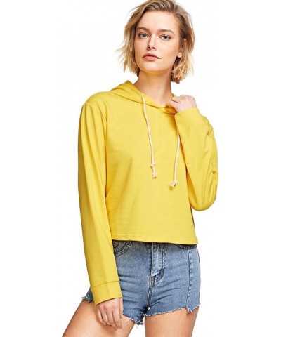 Women's Cropped Hoodie Casual Workout Crop Sweatshirt Tops A Bright Yellow $14.96 Hoodies & Sweatshirts