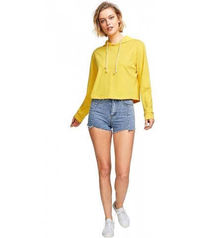 Women's Cropped Hoodie Casual Workout Crop Sweatshirt Tops A Bright Yellow $14.96 Hoodies & Sweatshirts