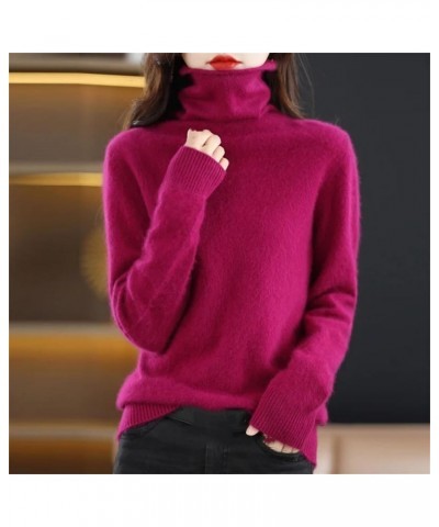 Women's High Round Neck Cashmere Sweater Long Sleeve Plus Size Sweater Blackish En8 $27.87 Sweaters