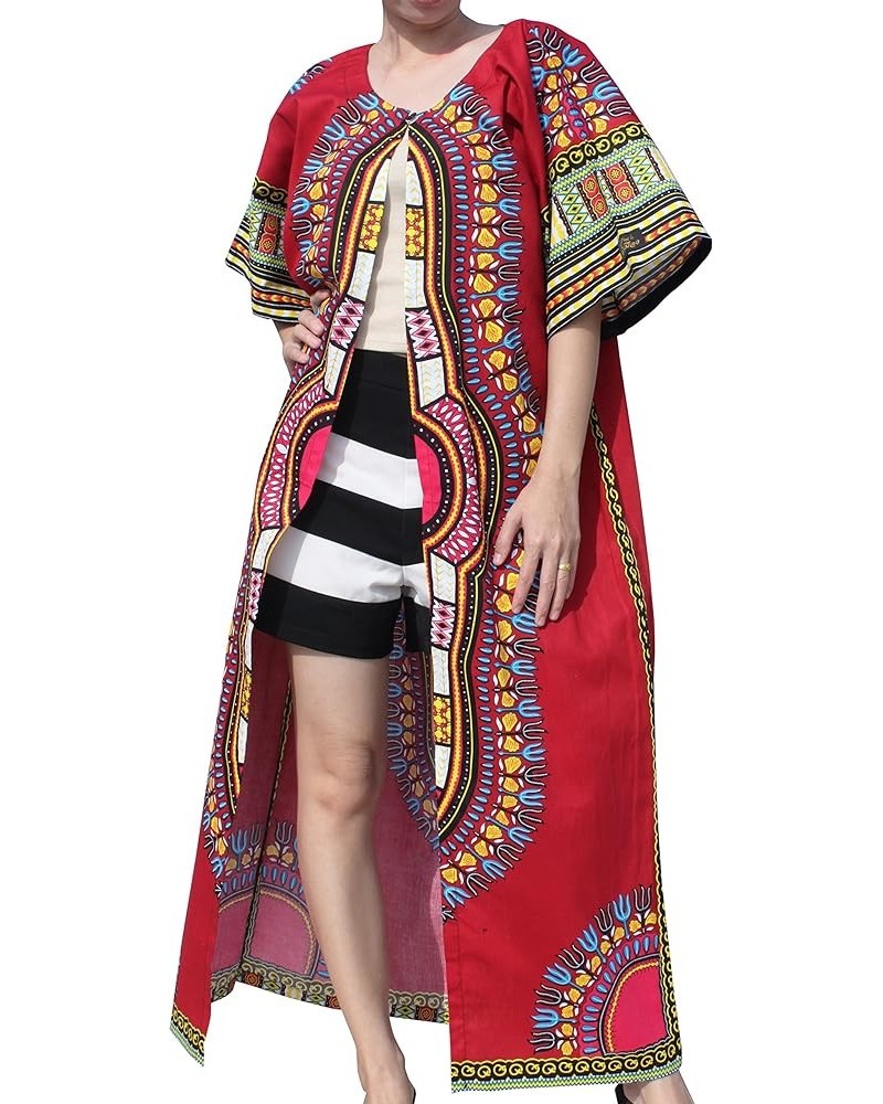 Open Outer Cloak Dress Bold Dashiki Ladies Dress Flow Robe Dark Venetian Red $17.05 Dresses