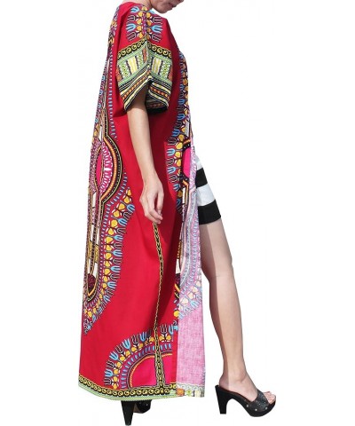 Open Outer Cloak Dress Bold Dashiki Ladies Dress Flow Robe Dark Venetian Red $17.05 Dresses