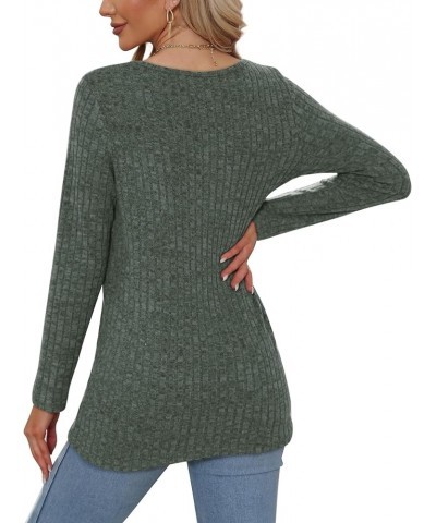 Long Sleeve Shirts for Women Lightweight Crew Neck Casual Tunic Tops S01-green $12.25 Tops