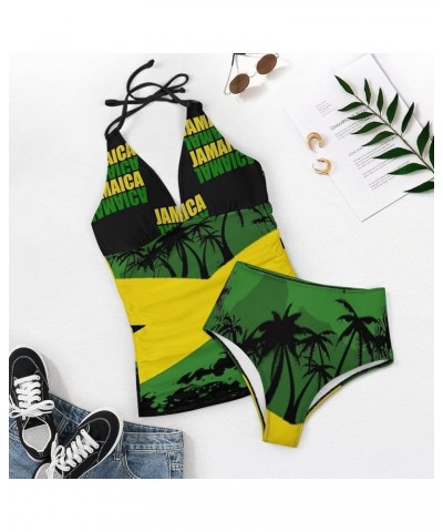 Bikini Sets Jamaica Flag Women's Swimwear Cute Bathing Suit Ruched High Cut Swimsuit Summer M Large Style-2 $15.60 Swimsuits