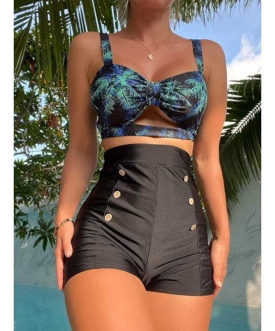 2024 Women's Two Piece Swimsuit Ladies Bathing Suit Vintage Swimwear Bikini Set with Bottom Brazilian Blue,black $15.20 Swims...