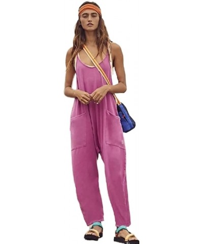 Rompers for Women High Waisted Overalls Sleeveless Spaghetti Strap Summer Jumpsuits Wide Leg Pants with Pockets (Color : Brow...