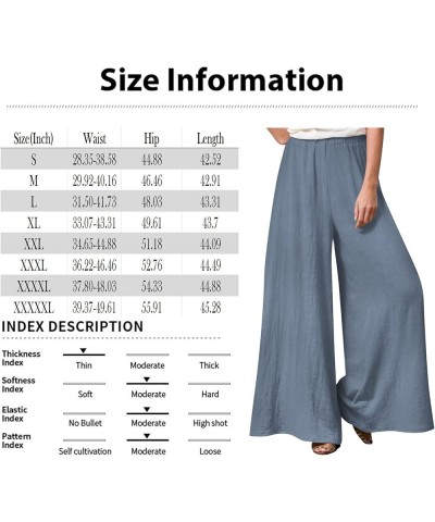 Palazzo Pants for Women Summer Elastic High Waist Plus Size Flowy Wide Leg Pants Trendy Baggy Lounge Straight Trouser B38-sky...