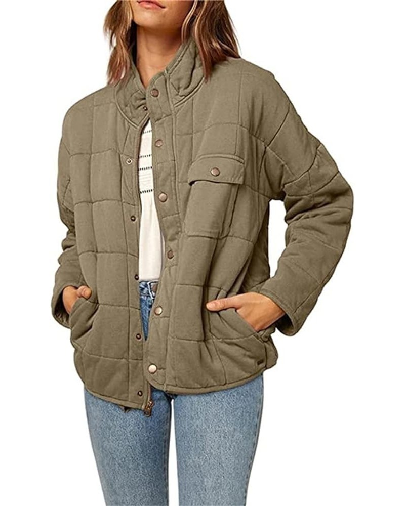 Women's Fall Quilted Dolman Jackets Stand Collar Lightweight Warm Coats Button Down Outwear with Pockets A-army Green $12.75 ...