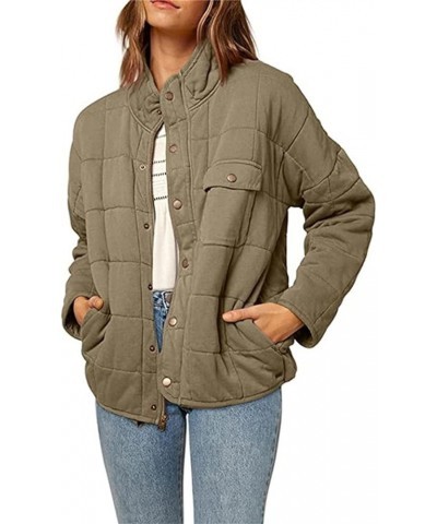 Women's Fall Quilted Dolman Jackets Stand Collar Lightweight Warm Coats Button Down Outwear with Pockets A-army Green $12.75 ...