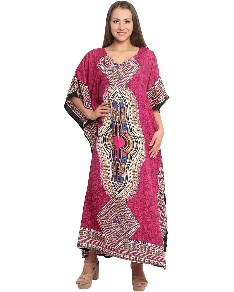 Women Beach Caftan Kaftan Lounge Wear Hippy Boho Maxi Kimono Sleeve Long Dress Pink $11.60 Dresses