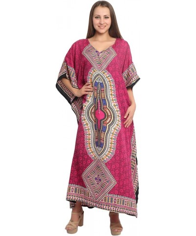 Women Beach Caftan Kaftan Lounge Wear Hippy Boho Maxi Kimono Sleeve Long Dress Pink $11.60 Dresses