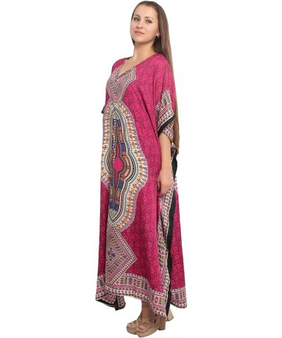 Women Beach Caftan Kaftan Lounge Wear Hippy Boho Maxi Kimono Sleeve Long Dress Pink $11.60 Dresses