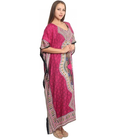 Women Beach Caftan Kaftan Lounge Wear Hippy Boho Maxi Kimono Sleeve Long Dress Pink $11.60 Dresses