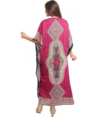 Women Beach Caftan Kaftan Lounge Wear Hippy Boho Maxi Kimono Sleeve Long Dress Pink $11.60 Dresses