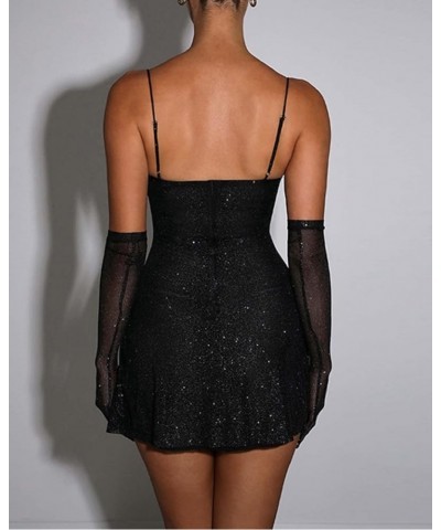 Low Cut Spaghetti Strap Going Out Mini Dress Sexy Sleeveless Lace Patchwork Bodycon Dress 2023 Summer Black 5 $9.84 Dresses