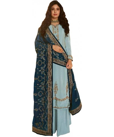 Party Wear Designer Heavy Embroidery Work Stitched Salwar Kameez Sharara Palazzo Suits Choice 3 $41.80 Suits