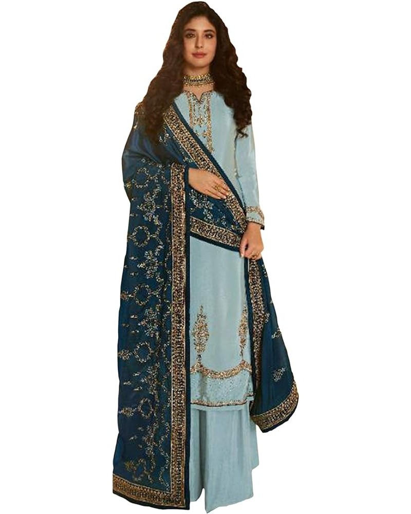 Party Wear Designer Heavy Embroidery Work Stitched Salwar Kameez Sharara Palazzo Suits Choice 3 $41.80 Suits