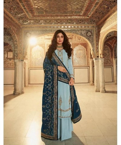 Party Wear Designer Heavy Embroidery Work Stitched Salwar Kameez Sharara Palazzo Suits Choice 3 $41.80 Suits