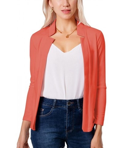 Womens Formal Solid Color Short Blazer Work Office Long Sleeve Jacket Open Front Cardigans Orange $11.04 Blazers