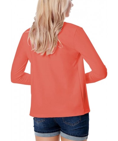 Womens Formal Solid Color Short Blazer Work Office Long Sleeve Jacket Open Front Cardigans Orange $11.04 Blazers