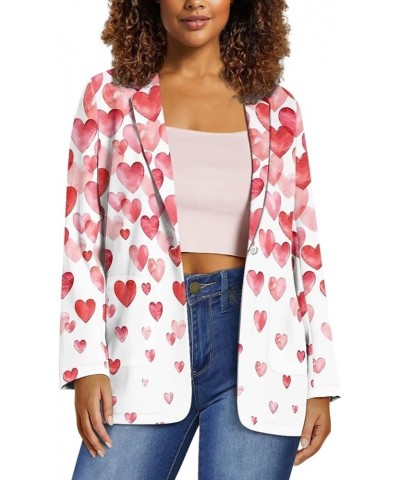 Roosters Suit Jackets for Women Chicken Blazer Jackets Casual Business Cardigan Jacket White Button Jacket Coat Pink Hearts P...