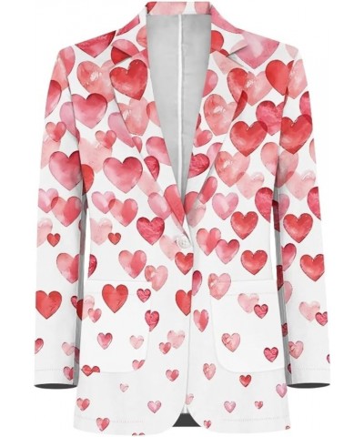 Roosters Suit Jackets for Women Chicken Blazer Jackets Casual Business Cardigan Jacket White Button Jacket Coat Pink Hearts P...