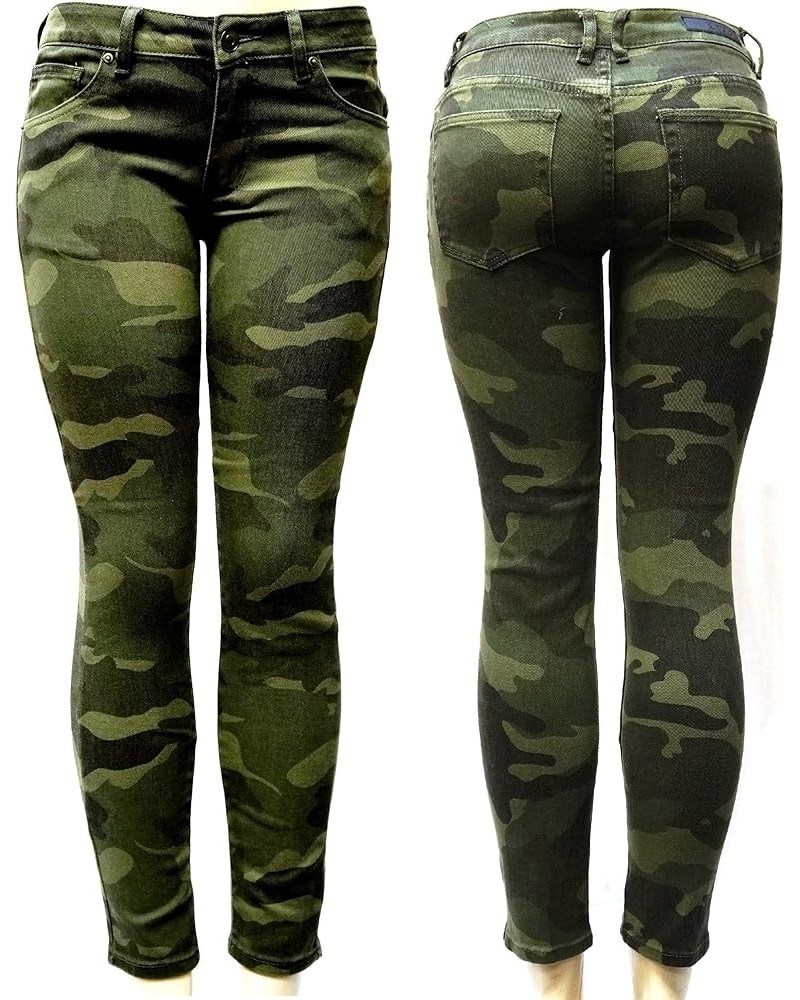 Jack David Rue21 Juniors Plus Womens Army Camouflage/Blue Denim Jeans Stretch Skinny Ripped Distressed Jean Pants Rue21 Army ...