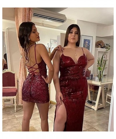 One Shoulder Sequin Homecoming Dress Tight Short Prom Dress Sparkly Backless Cocktail Mini Dress for Teens Green $34.56 Dresses