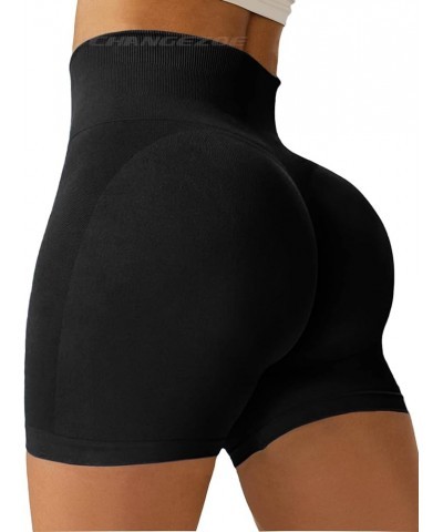 Women Butt Scrunch Workout Shorts Seamless High Waisted Amplify Gym Yoga Athletic Booty Shorts 1 Black $11.03 Activewear