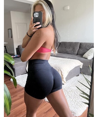 Women Butt Scrunch Workout Shorts Seamless High Waisted Amplify Gym Yoga Athletic Booty Shorts 1 Black $11.03 Activewear