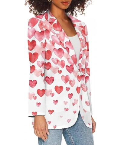 Roosters Suit Jackets for Women Chicken Blazer Jackets Casual Business Cardigan Jacket White Button Jacket Coat Pink Hearts P...