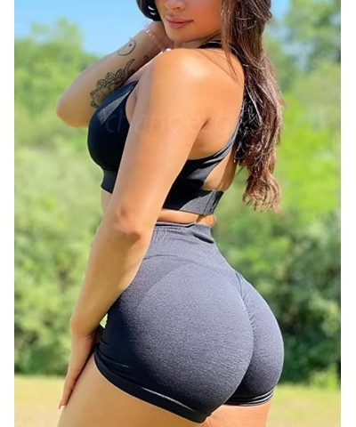 Women Butt Scrunch Workout Shorts Seamless High Waisted Amplify Gym Yoga Athletic Booty Shorts 1 Black $11.03 Activewear