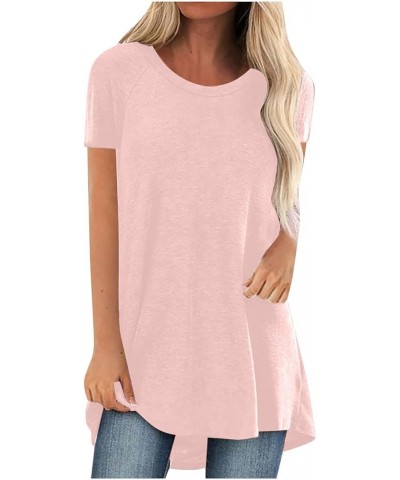 Tunics for Women to Wear With Leggings Short Sleeve Shirts High Low Blouses Loose Flowy Shirts Plus Size.S-5XL A-pink/2 $6.75...