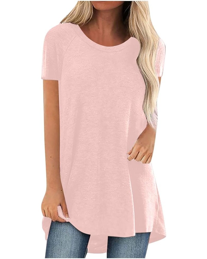 Tunics for Women to Wear With Leggings Short Sleeve Shirts High Low Blouses Loose Flowy Shirts Plus Size.S-5XL A-pink/2 $6.75...