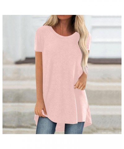 Tunics for Women to Wear With Leggings Short Sleeve Shirts High Low Blouses Loose Flowy Shirts Plus Size.S-5XL A-pink/2 $6.75...