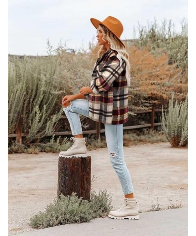 Womens Shirts Collared Long Sleeve V Neck Button Down Oversized Blouses Tops with Pockets A07 - Wine Red $24.35 Blouses