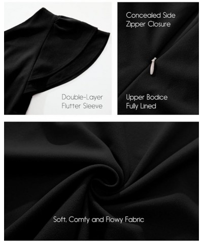 Womens One Shoulder Wedding Guest Dress 2023 Short Sleeve A-line Midi Formal Cocktail Dress Black $26.39 Dresses