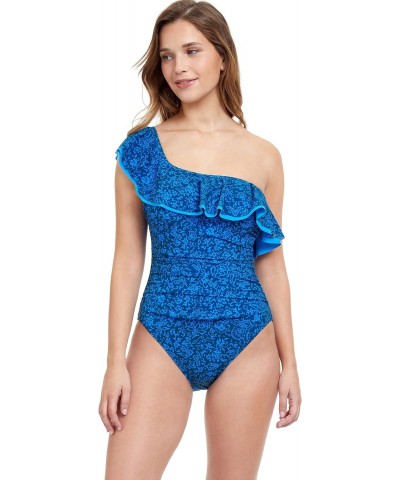 Profile Women's Standard Mehndi Shoulder Ruffle One Piece, Petrol, 46 $29.97 Swimsuits