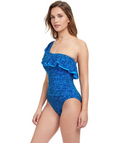 Profile Women's Standard Mehndi Shoulder Ruffle One Piece, Petrol, 46 $29.97 Swimsuits